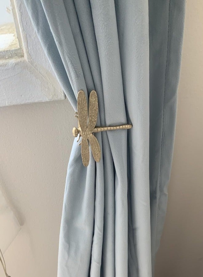 KH866 Set of 2 Dragonfly Curtain Holdbacks, Swag Holders for Windows, Antique Brass Curtain Tieback Wall Hook Pull Backs for Drapes Bedroom Office Home Decoration - Image 4